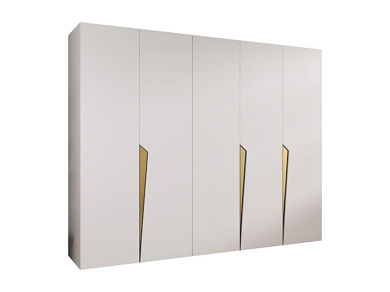 Draaideurkast Piano 1 250 / 202 / 52 (Wit + handgrepen: Goud)