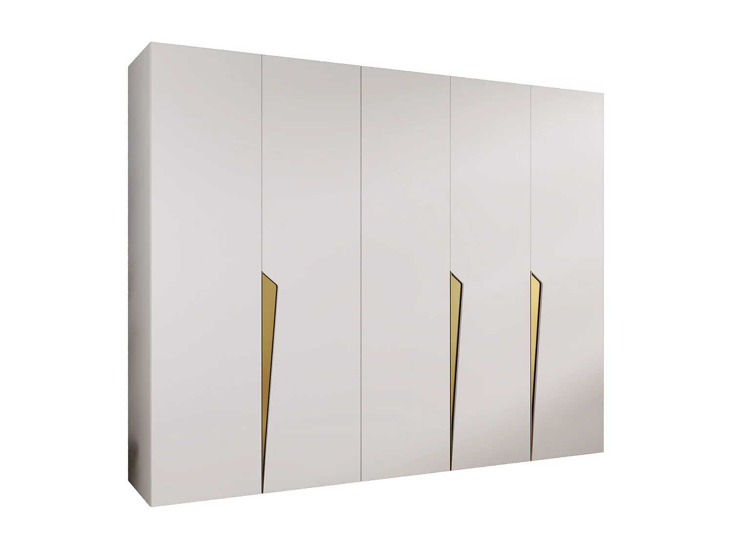 Armoire à portes battantes Piano 1 250 / 202 / 52 (Blanc + poignées: Gold)