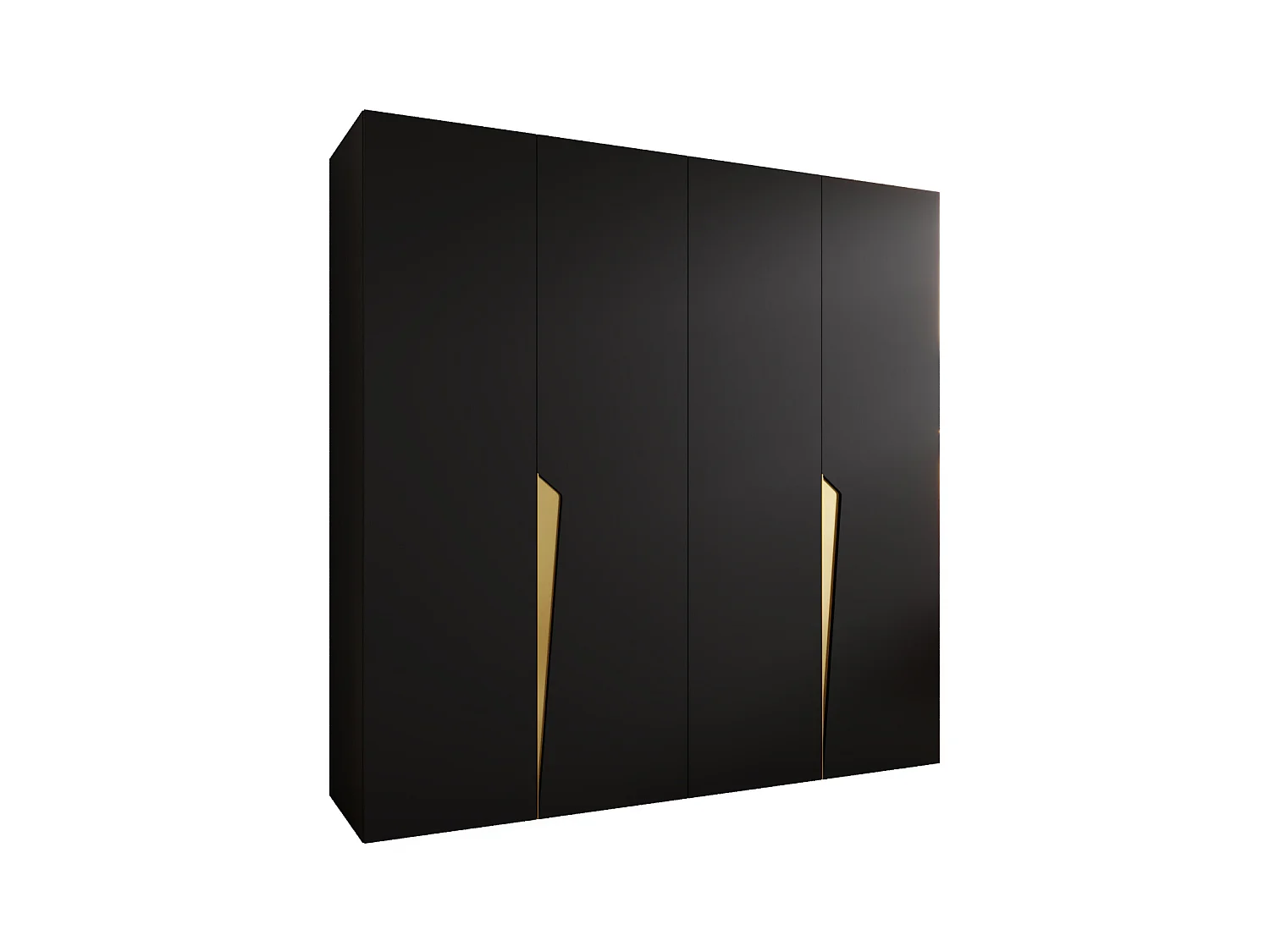 Armoire à portes battantes Piano 1 200 / 202 / 52 (Noir + poignées: Gold)