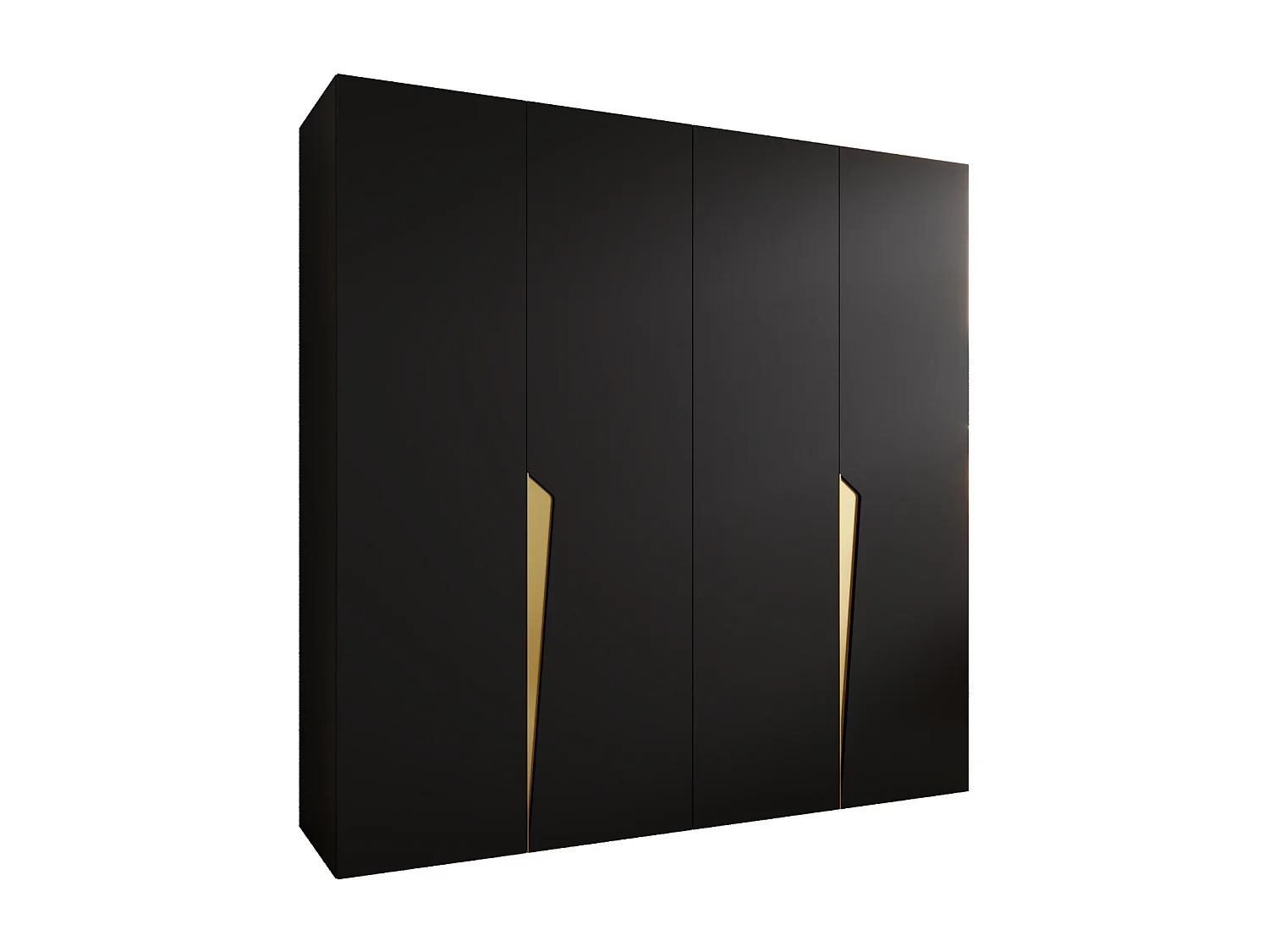 Armoire à portes battantes Piano 1 200 / 202 / 52 (Noir + poignées: Gold)