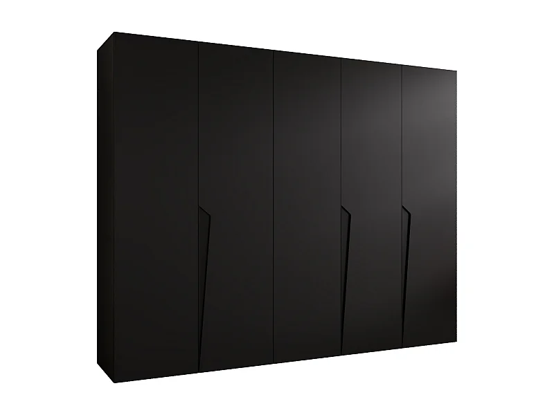 Armoire à portes battantes Piano 1 250 / 202 / 52 (Noir + poignées: Noir)