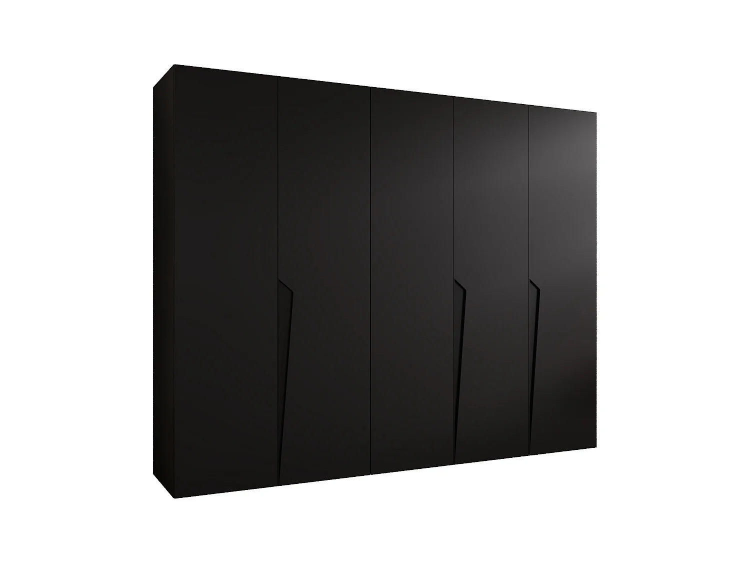 Armoire à portes battantes Piano 1 250 / 202 / 52 (Noir + poignées: Noir)