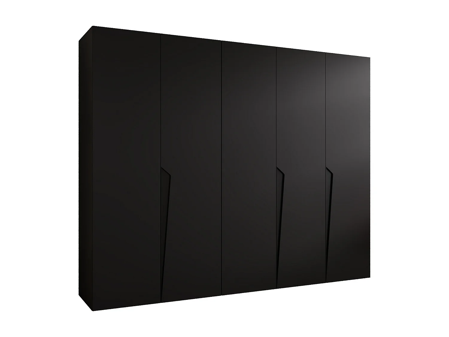 Armoire à portes battantes Piano 1 250 / 202 / 52 (Noir + poignées: Noir)