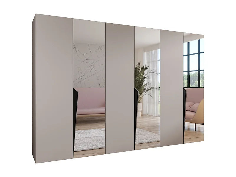 Armoire à portes battantes Piano 2 300 (100x3) / 202 / 52 (Cachemire + poignées: Noir)