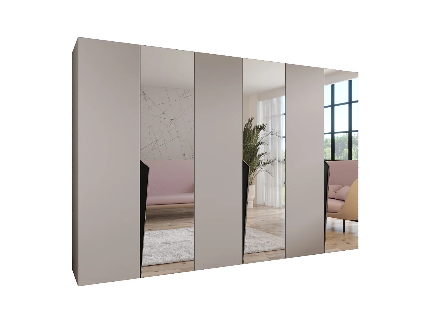 Armoire à portes battantes Piano 2 300 (100x3) / 202 / 52 (Cachemire + poignées: Noir)