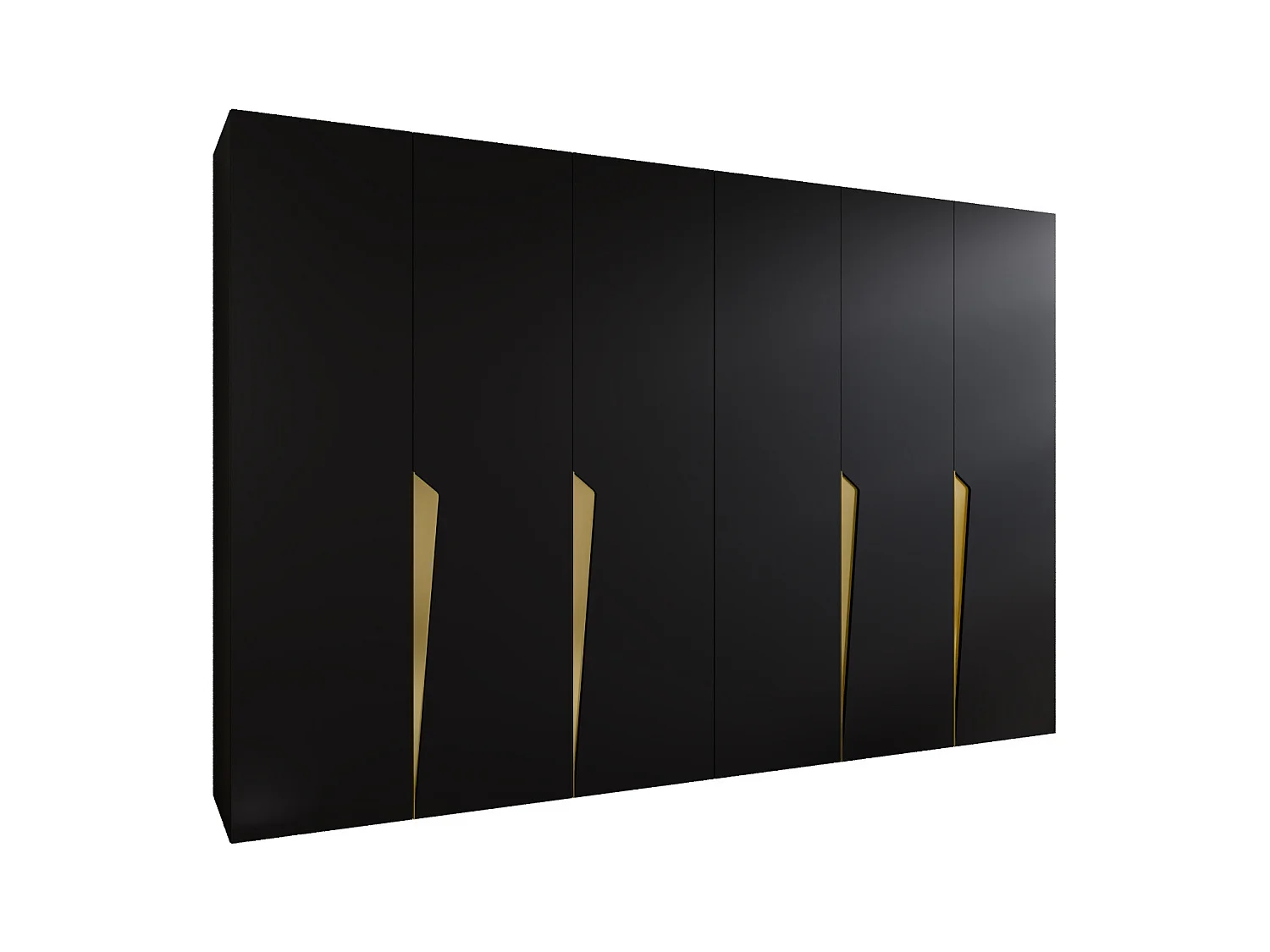 Armoire à portes battantes Piano 1 300 (150x2) / 202 / 52 (Noir + poignées: Gold)