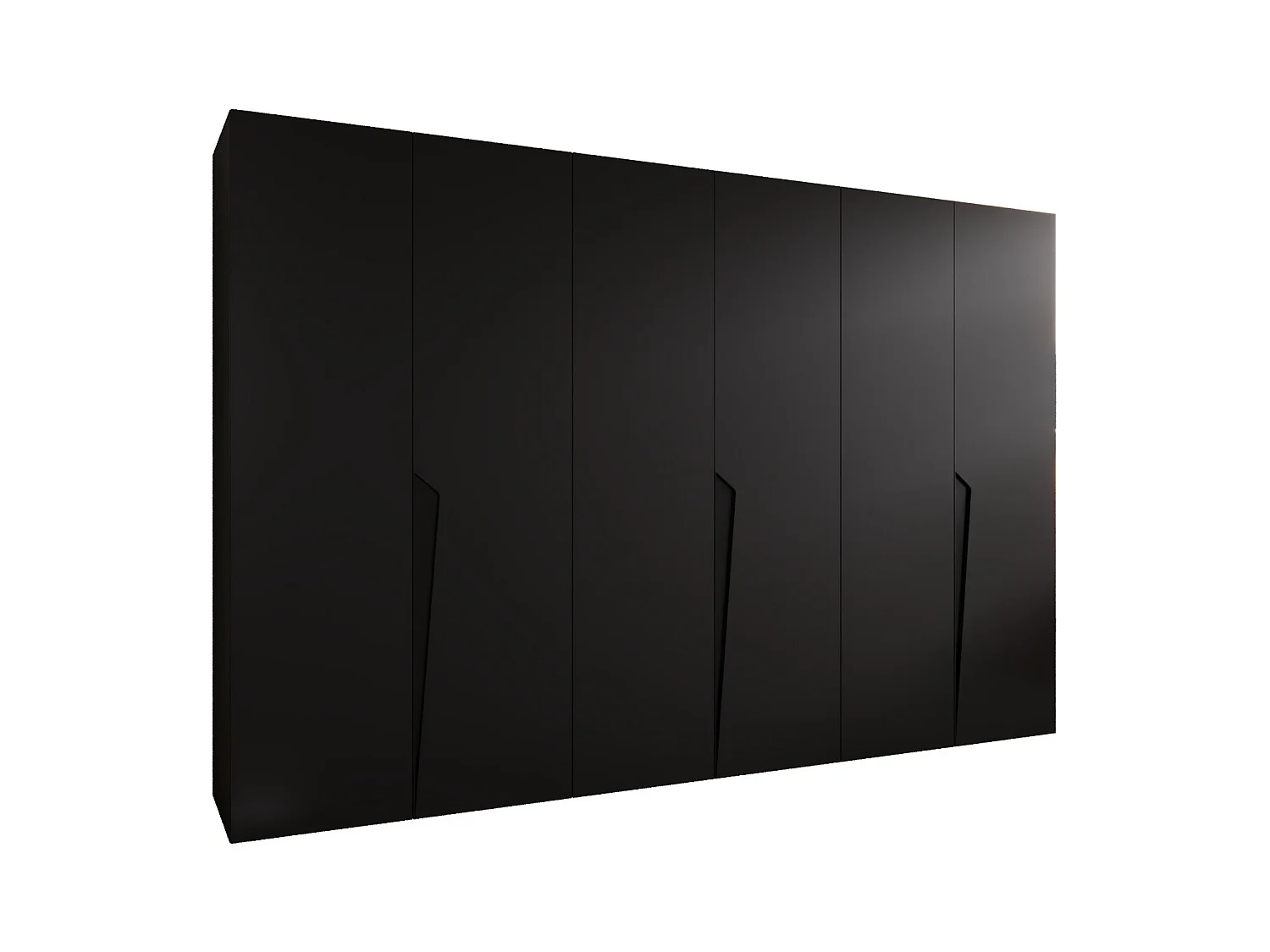 Armadio con ante a battente Piano 1 300 (100x3) / 202 / 52 (Nero + Maniglie: Nero)