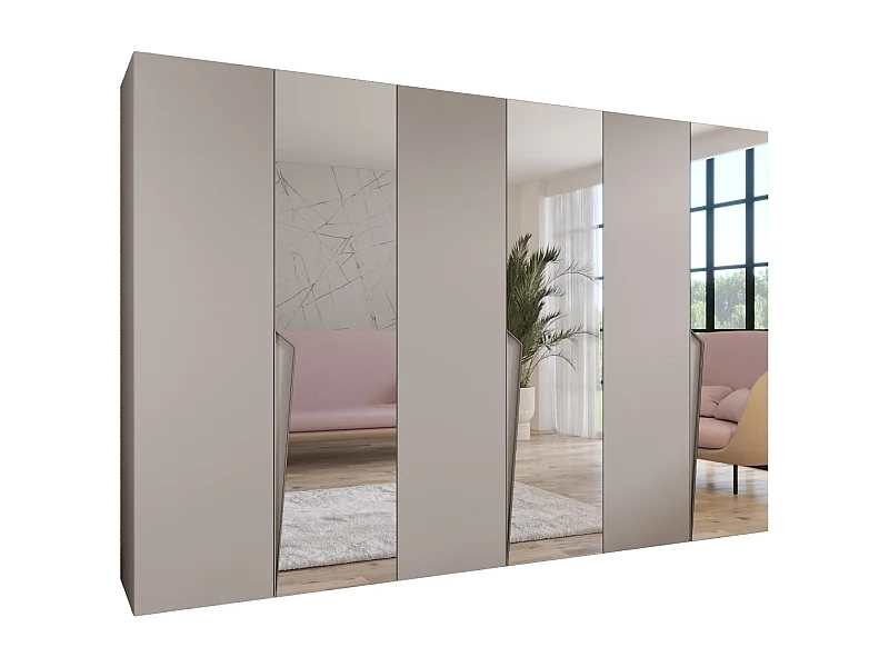 Armoire à portes battantes Piano 2 300 (100x3) / 202 / 52 (Cachemire + poignées: Cachemire)