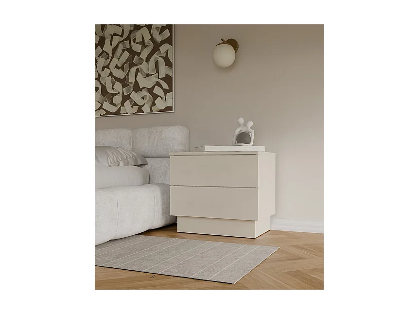 Szafka Nocna AMBER 2S  | Kaszmir | 55x37x48 | 2 Szuflady, TIP ON