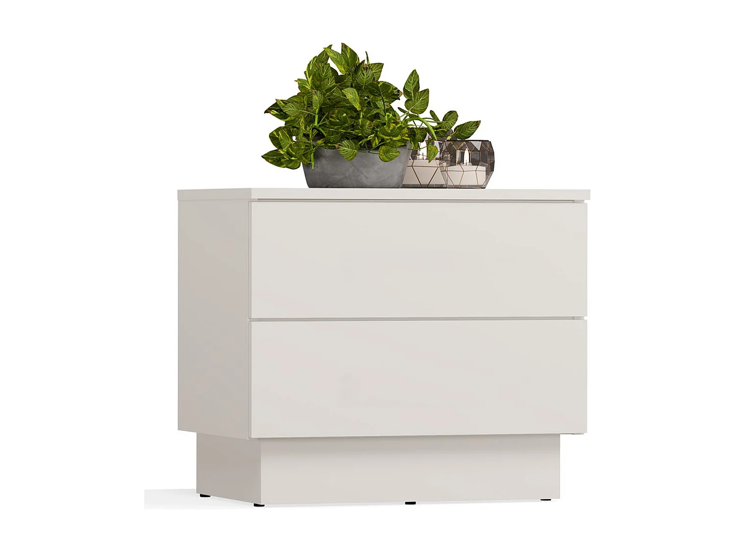 AMBER - Mesita de noche con 2 cajones - Beige