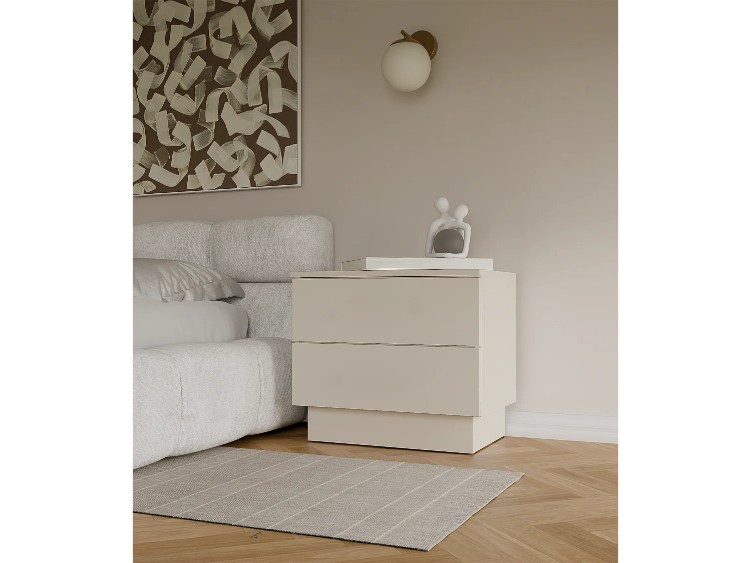 Szafka Nocna AMBER 2S  | Kaszmir | 55x37x48 | 2 Szuflady, TIP ON