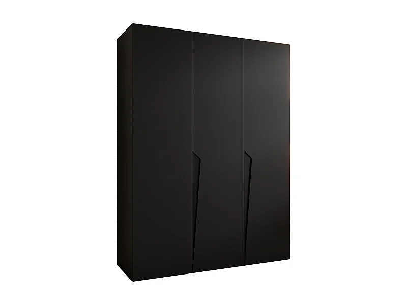 Armoire à portes battantes Piano 1 150 / 202 / 52 (Noir + poignées: Noir)