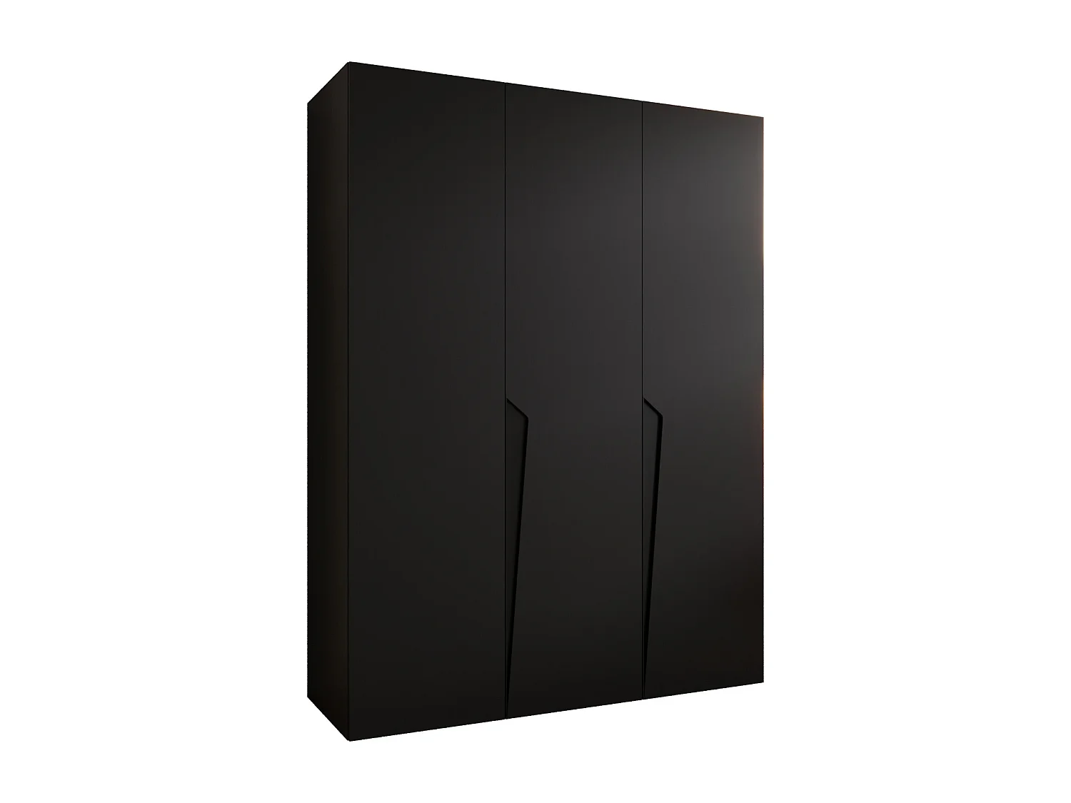 Armoire à portes battantes Piano 1 150 / 202 / 52 (Noir + poignées: Noir)