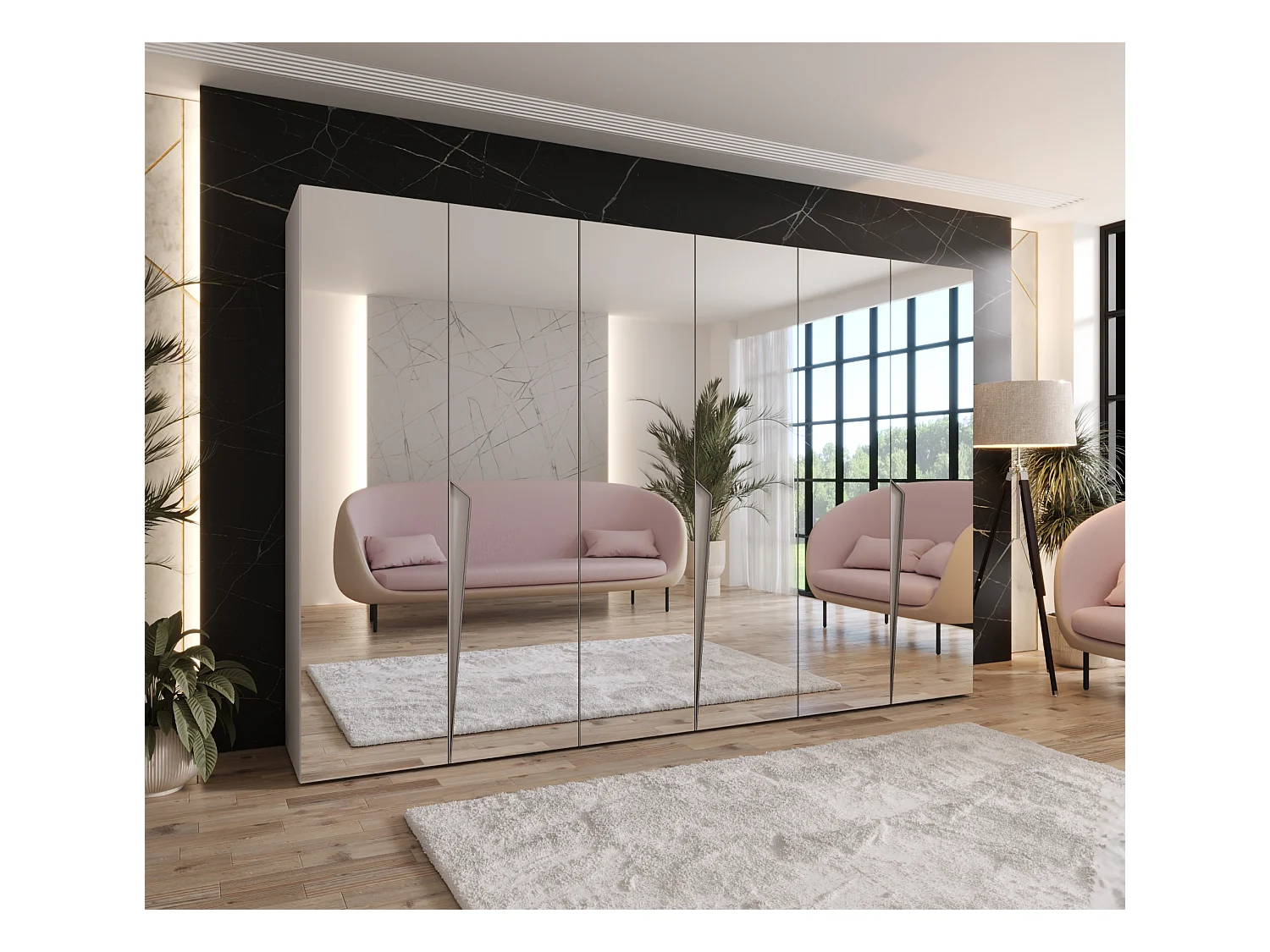 Armario con puertas batientes Piano 3 300 (100x3) / 202 / 52 (Cachemira + Asas: Cachemira)