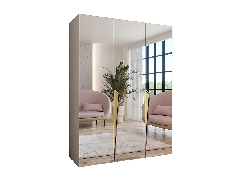 Armoire à portes battantes Piano 3 150 / 202 / 52 (Cachemire + poignées: Gold)
