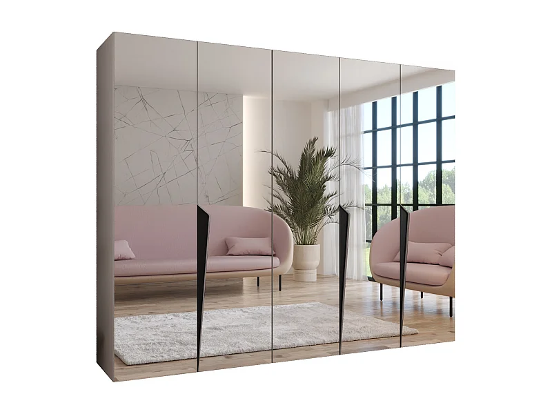 Armoire à portes battantes Piano 3 250 / 202 / 52 (Cachemire + poignées: Noir)