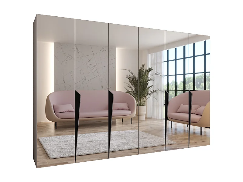 Armoire à portes battantes Piano 3 300 (150x2) / 202 / 52 (Cachemire + poignées: Noir)