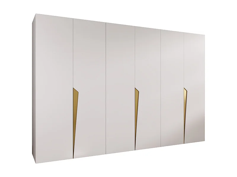 Draaideurkast Piano 1 300 (100x3) / 202 / 52 (Wit + handgrepen: Goud)