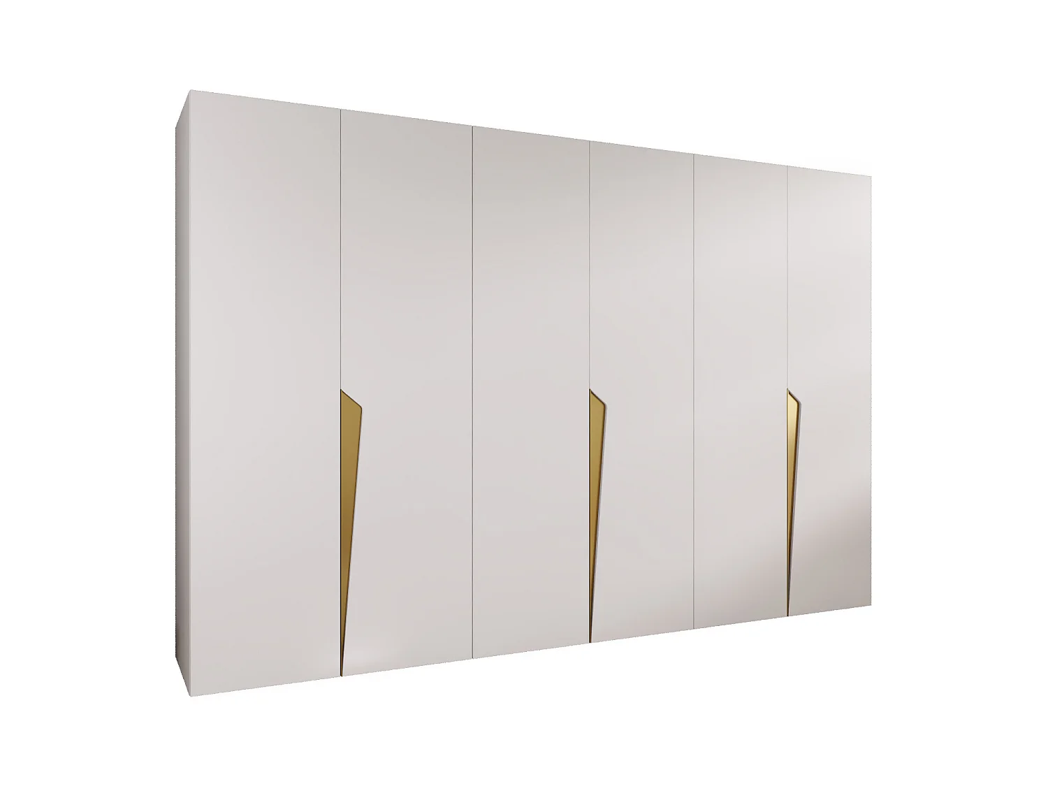 Draaideurkast Piano 1 300 (100x3) / 202 / 52 (Wit + handgrepen: Goud)