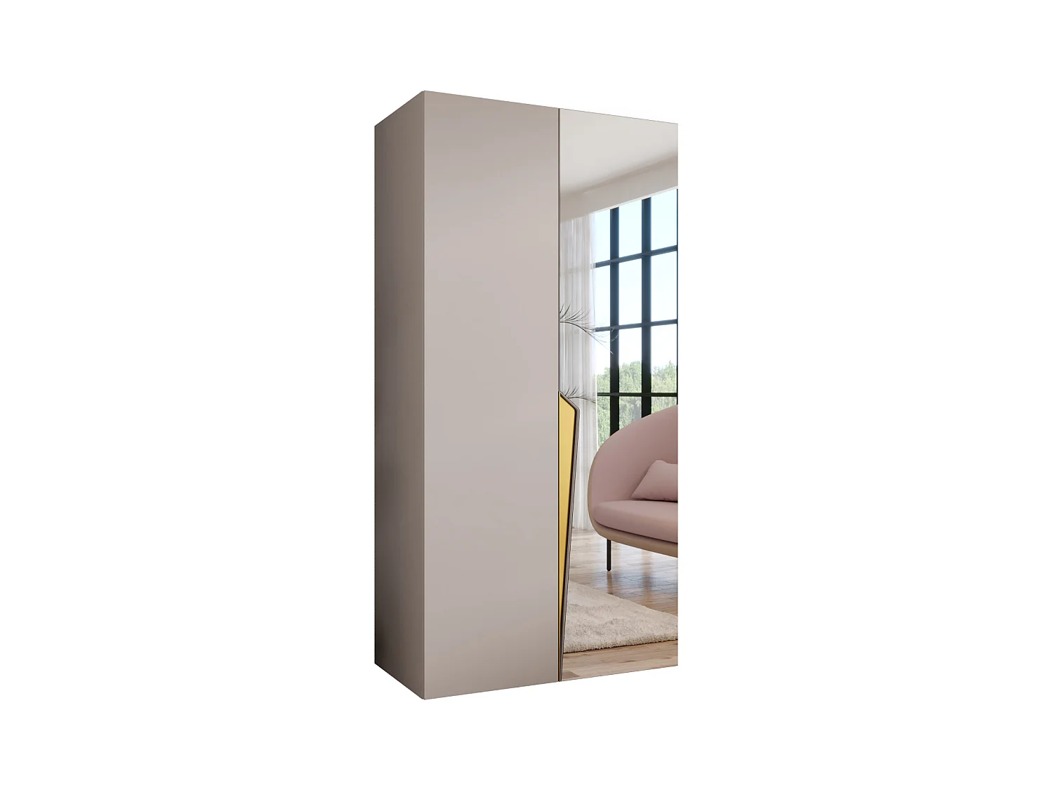 Armoire à portes battantes Piano 2 100 / 202 / 52 (Cachemire + poignées: Gold)