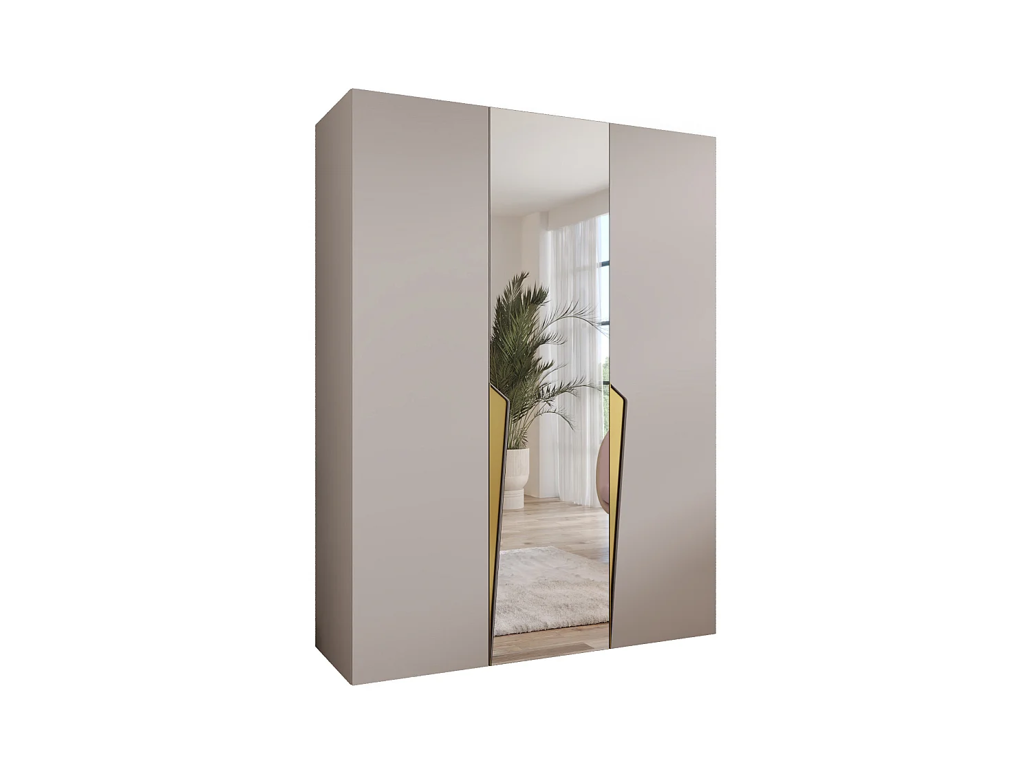 Armoire à portes battantes Piano 2 150 / 202 / 52 (Cachemire + poignées: Gold)