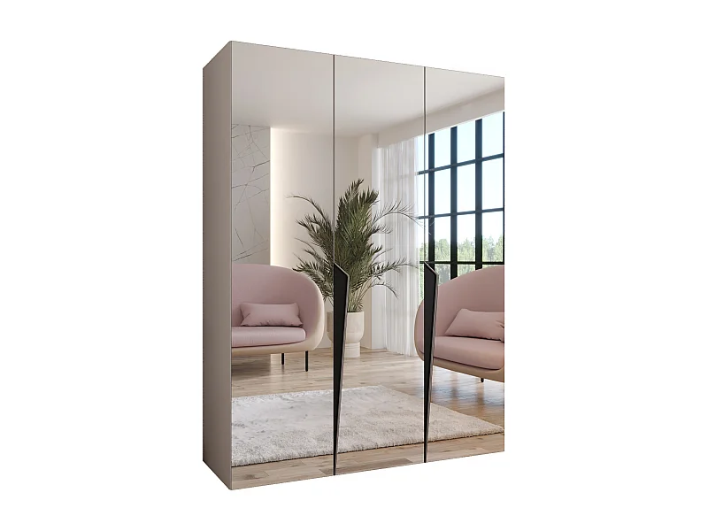 Armoire à portes battantes Piano 3 150 / 202 / 52 (Cachemire + poignées: Noir)