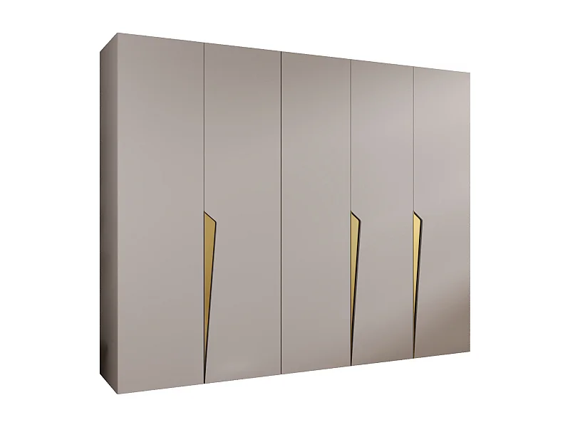 Armadio con ante a battente Piano 1 250 / 202 / 52 (Cashmere + Maniglie: Oro)