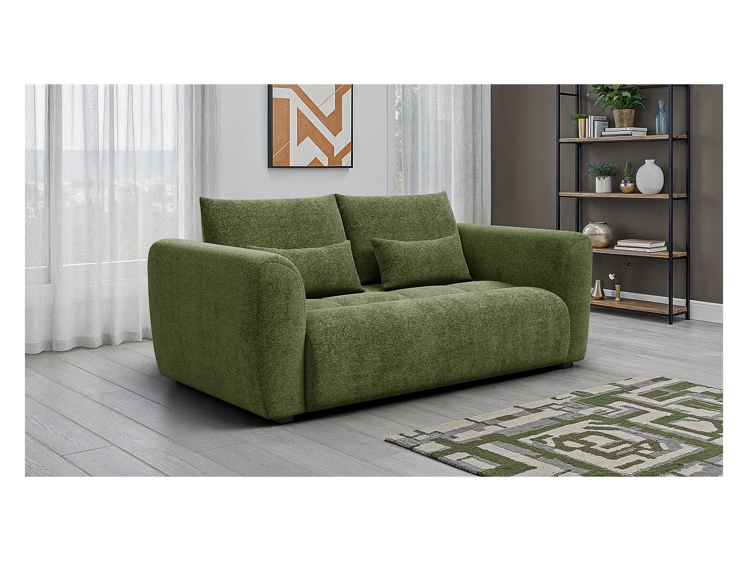 Canapé 3 places SORENO, tissu vert