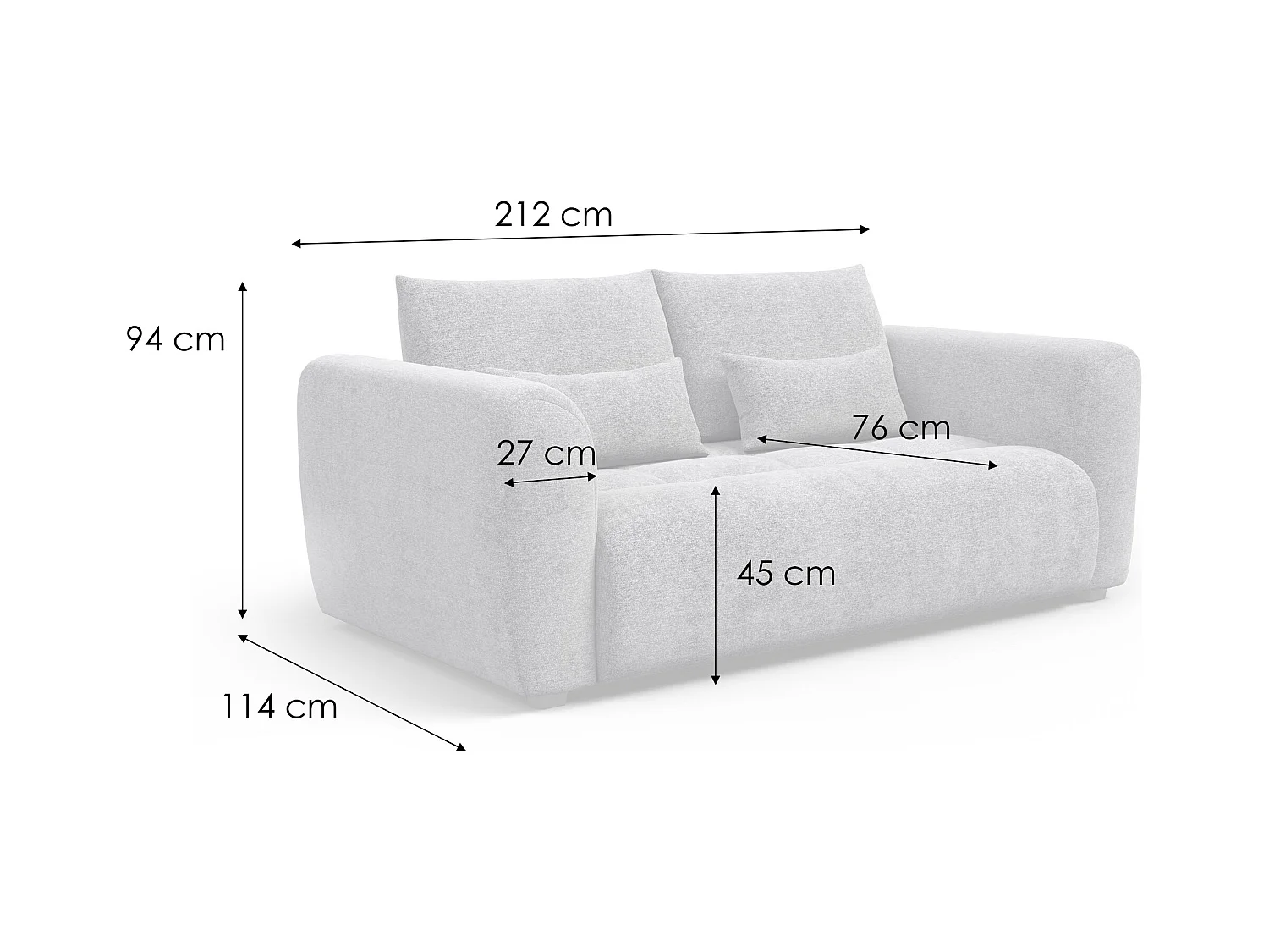 Canapé 3 places SORENO, tissu bleu marine