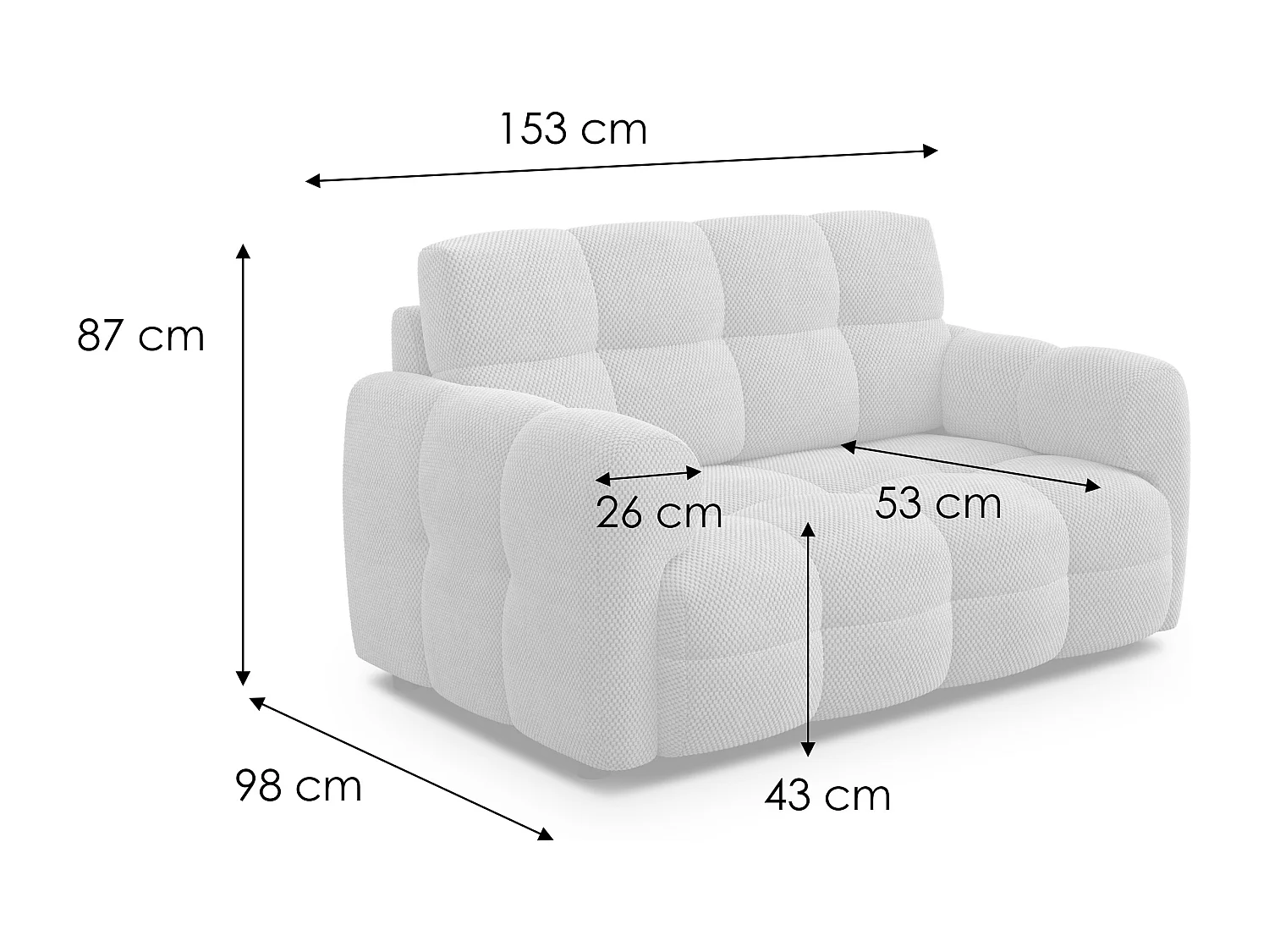 Sofa 2-Sitzer MELLOW, grau