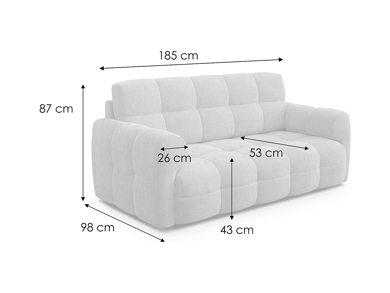 CANAPÉ MELLOW 2,5 places, tissu vert
