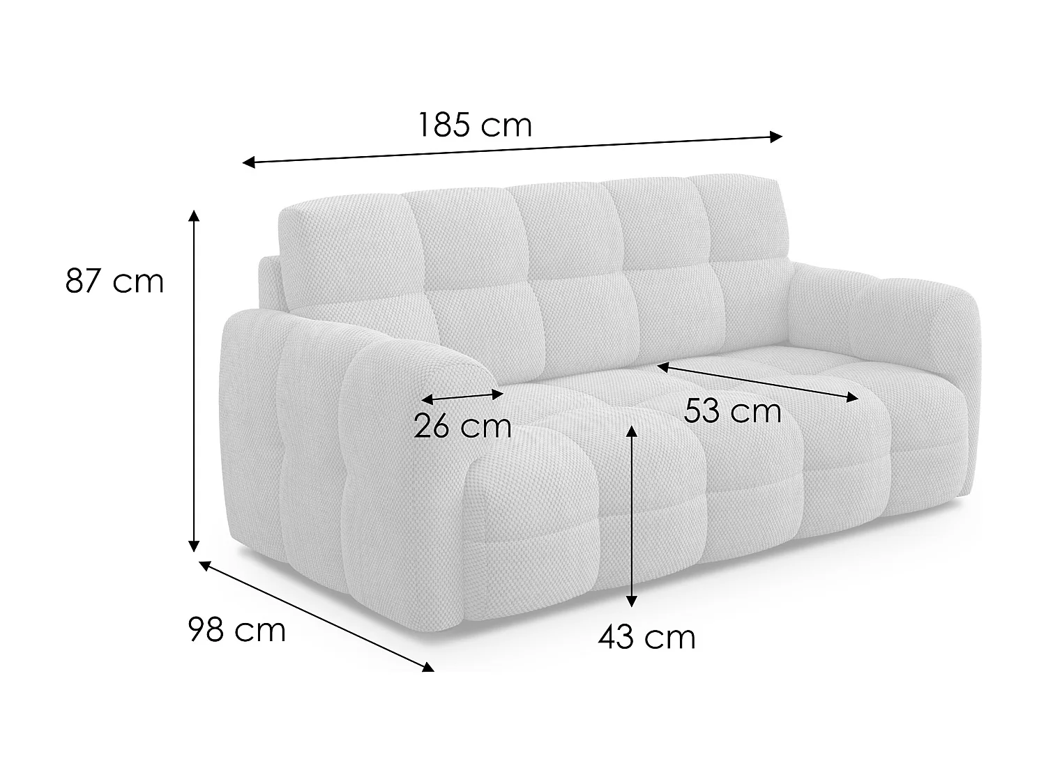 CANAPÉ MELLOW 2,5 places, tissu vert