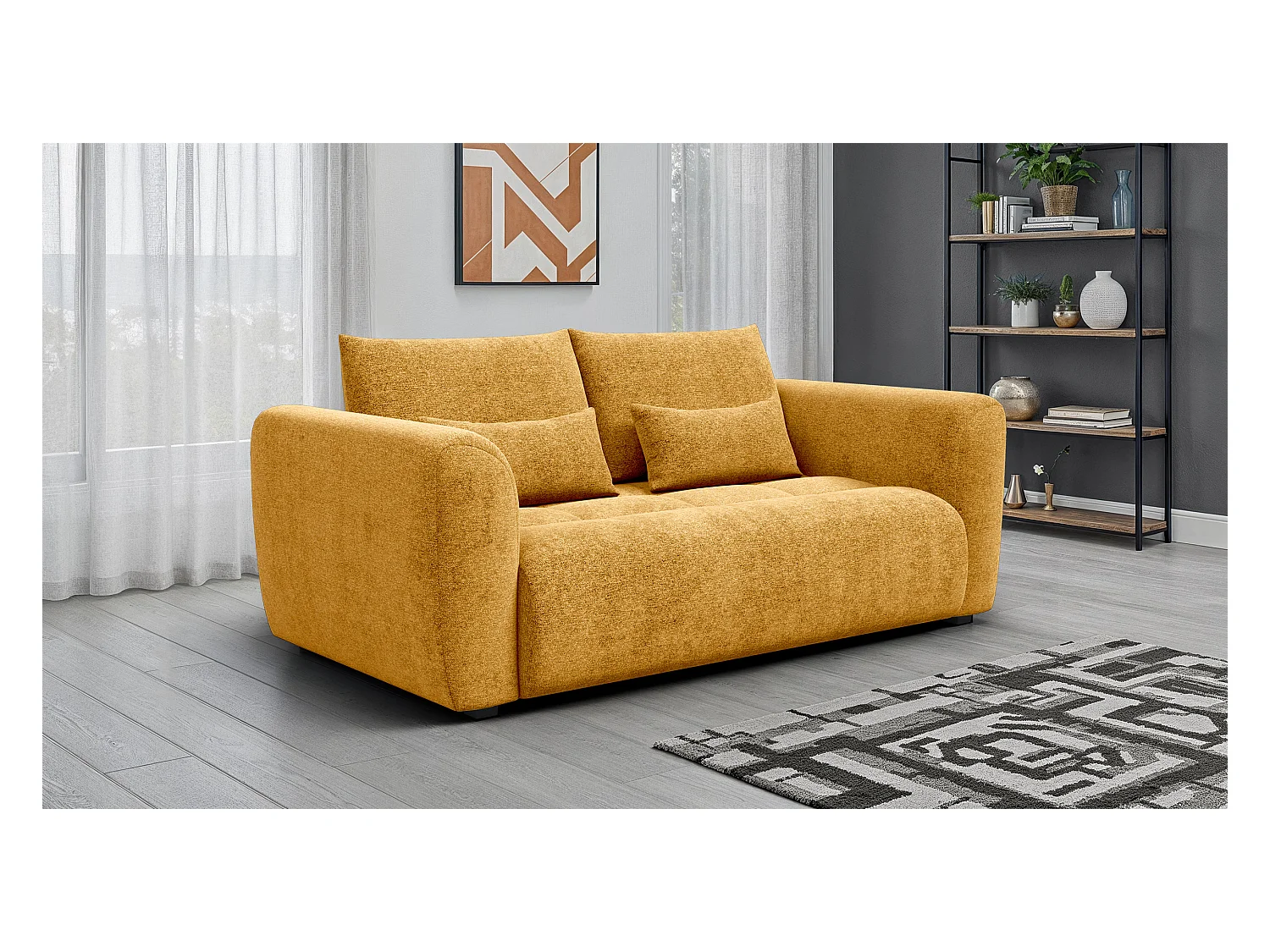 Canapé 3 places SORENO, tissu jaune