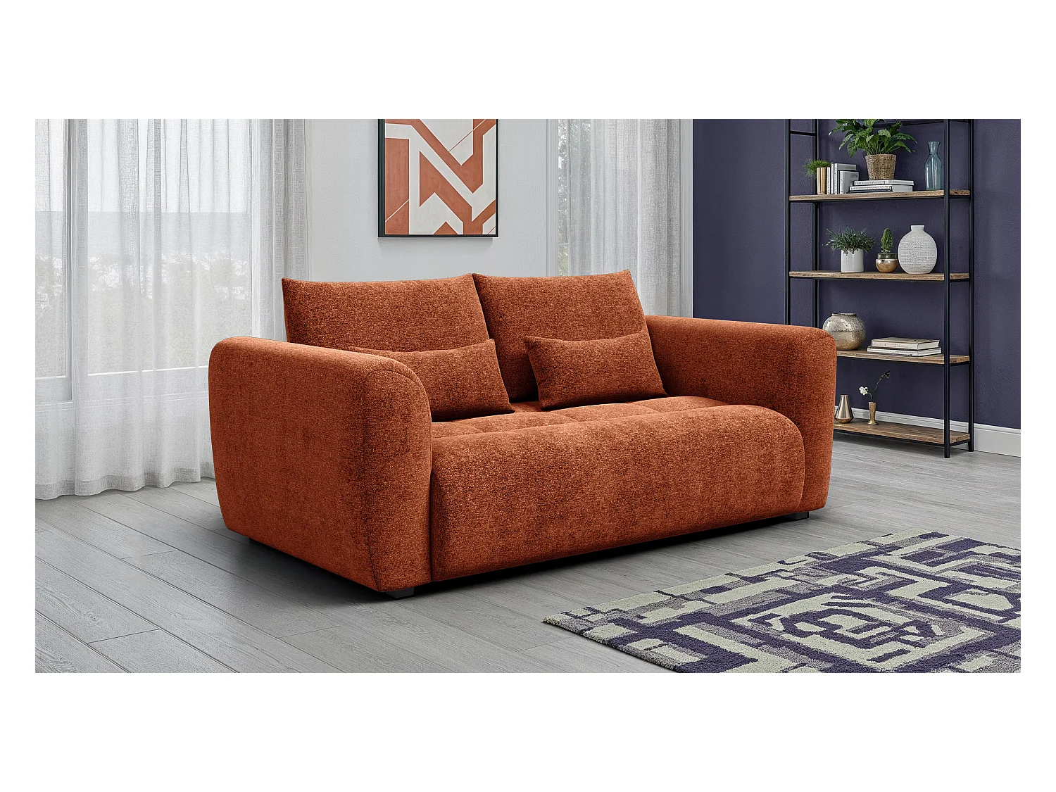 Canapé 3 places SORENO, tissu orange