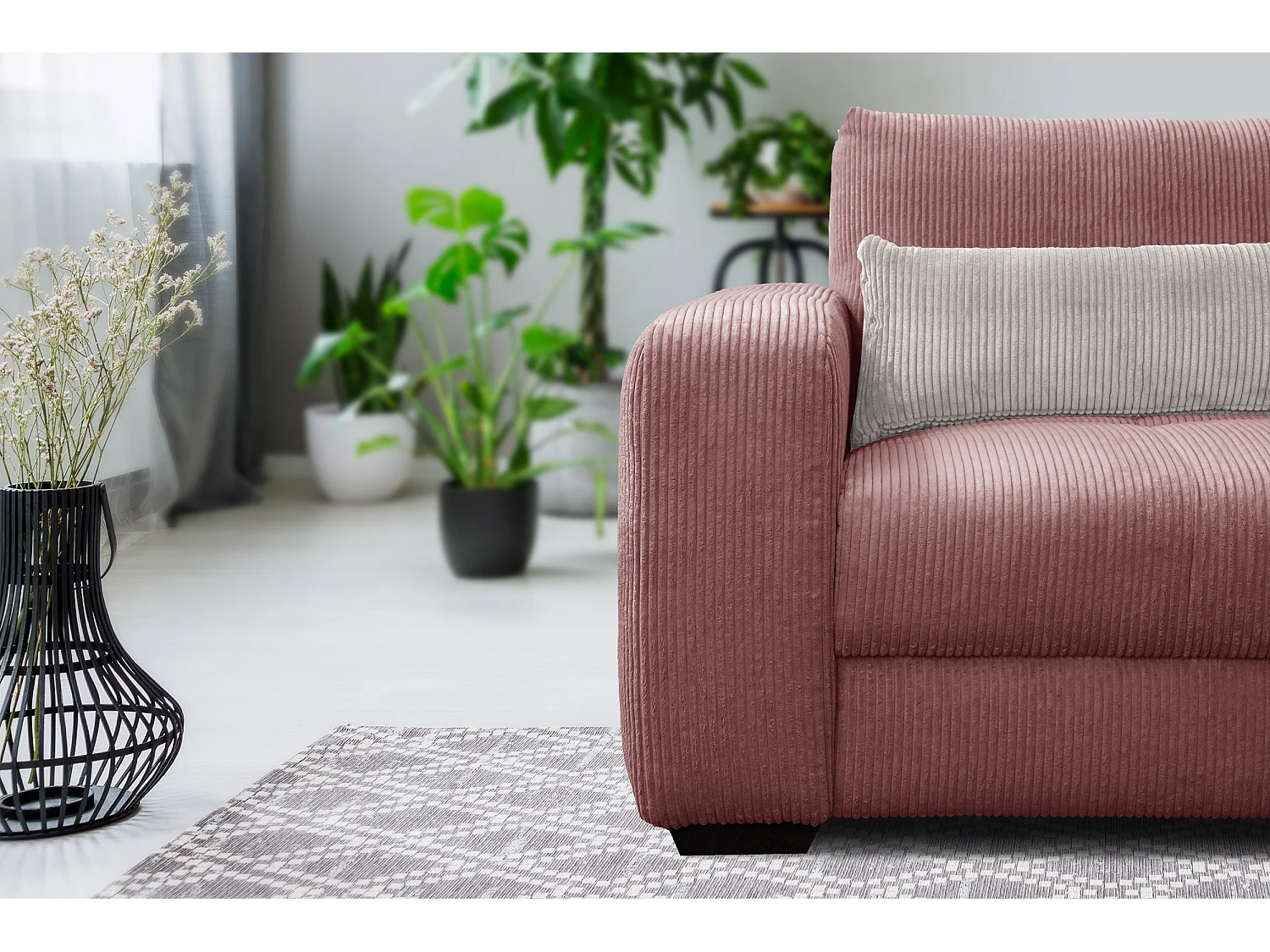 FAUTEUIL OLI en velours côtelé gris foncé