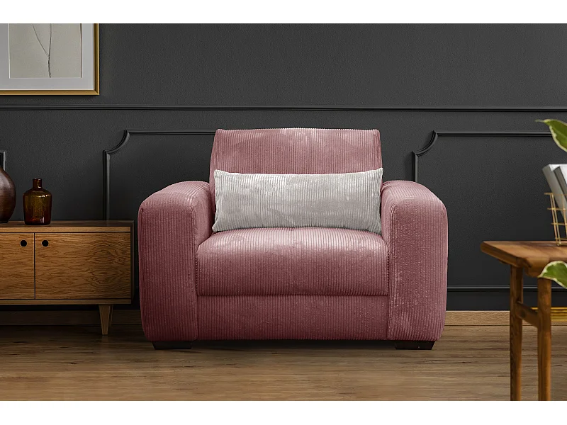 FAUTEUIL OLI en velours côtelé gris foncé