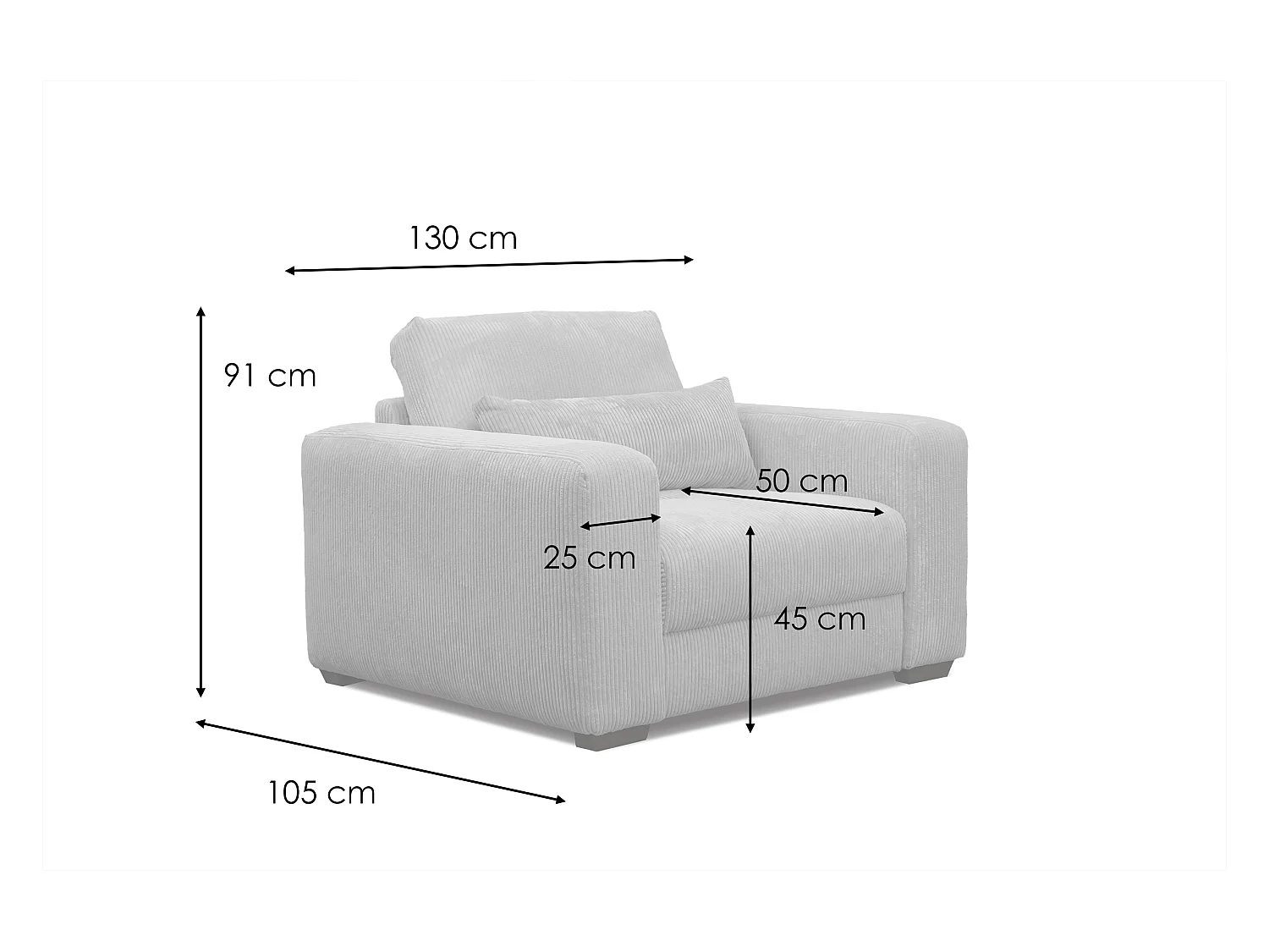 FAUTEUIL OLI en velours côtelé rose