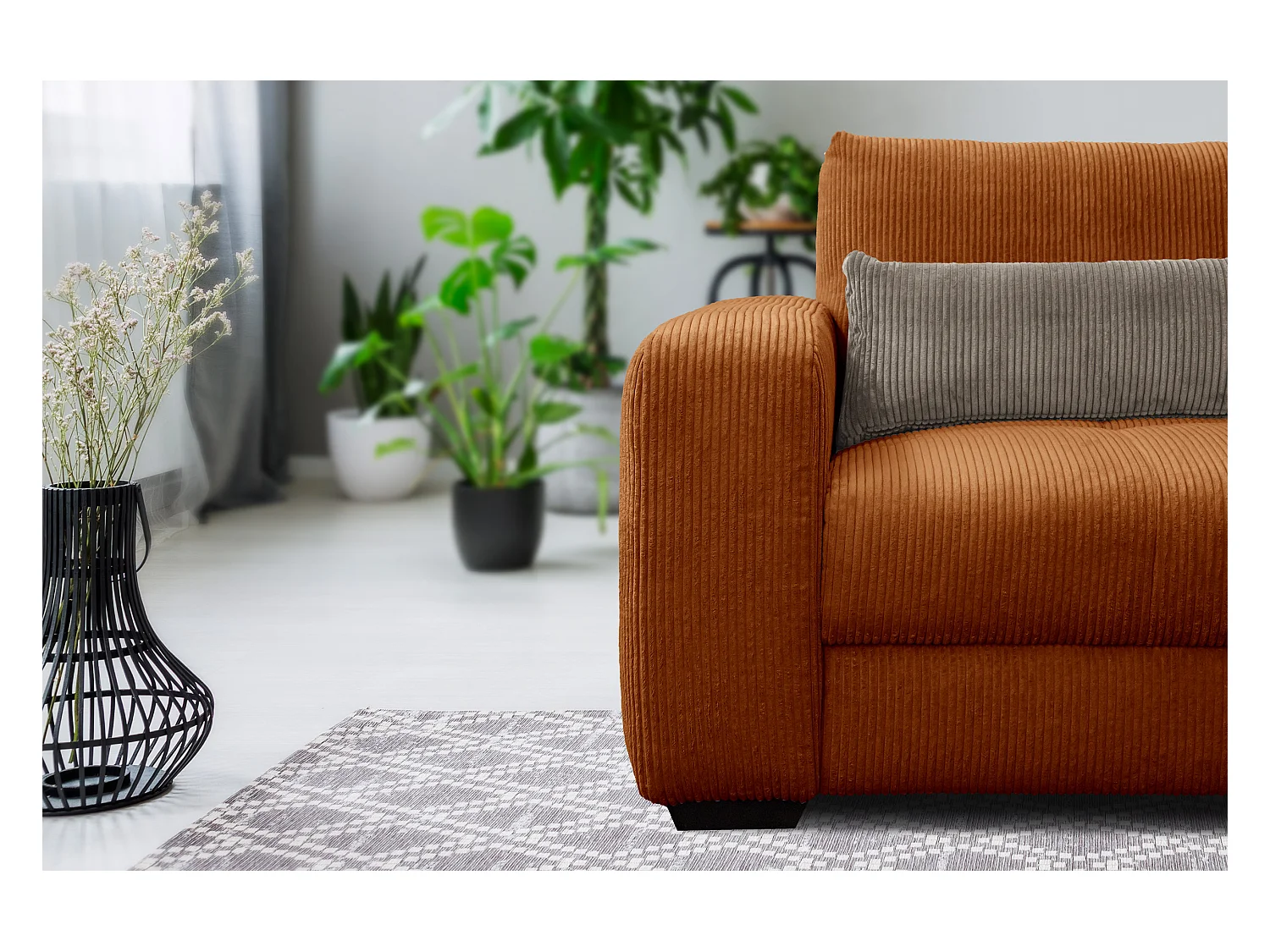 FAUTEUIL OLI en velours côtelé rose