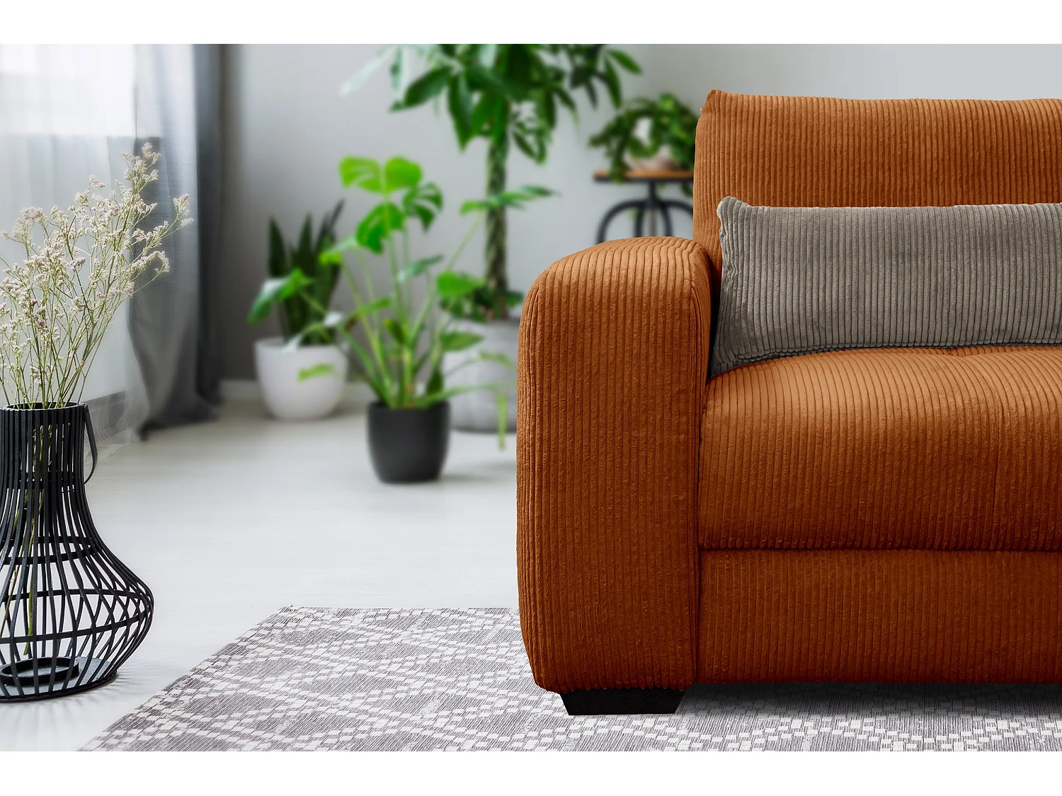 FAUTEUIL OLI en velours côtelé rose