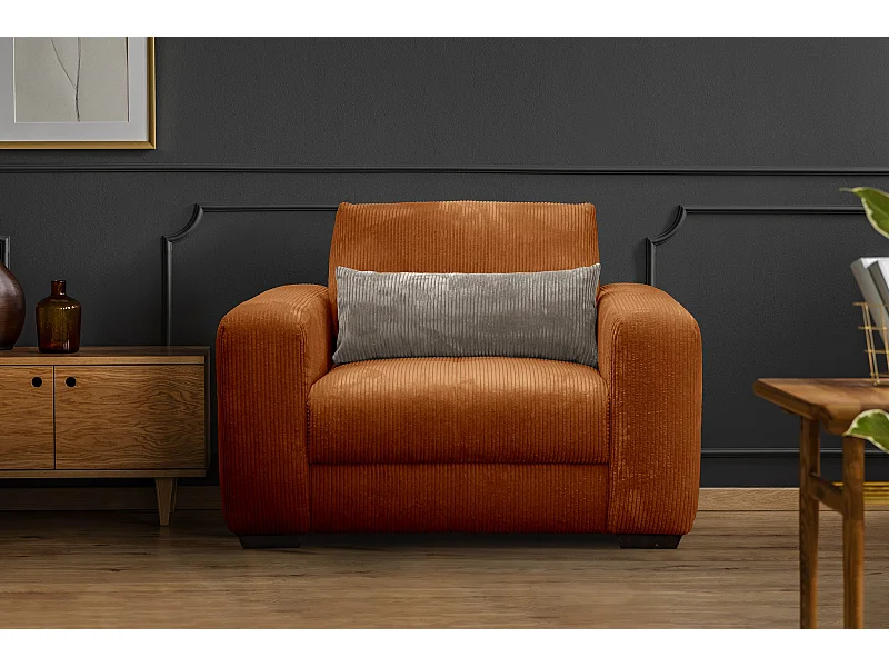 FAUTEUIL OLI en velours côtelé rose