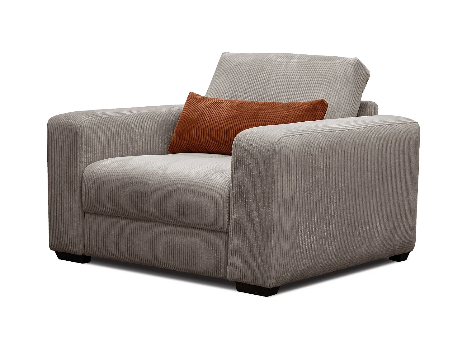 FAUTEUIL OLI en velours côtelé blanc perle