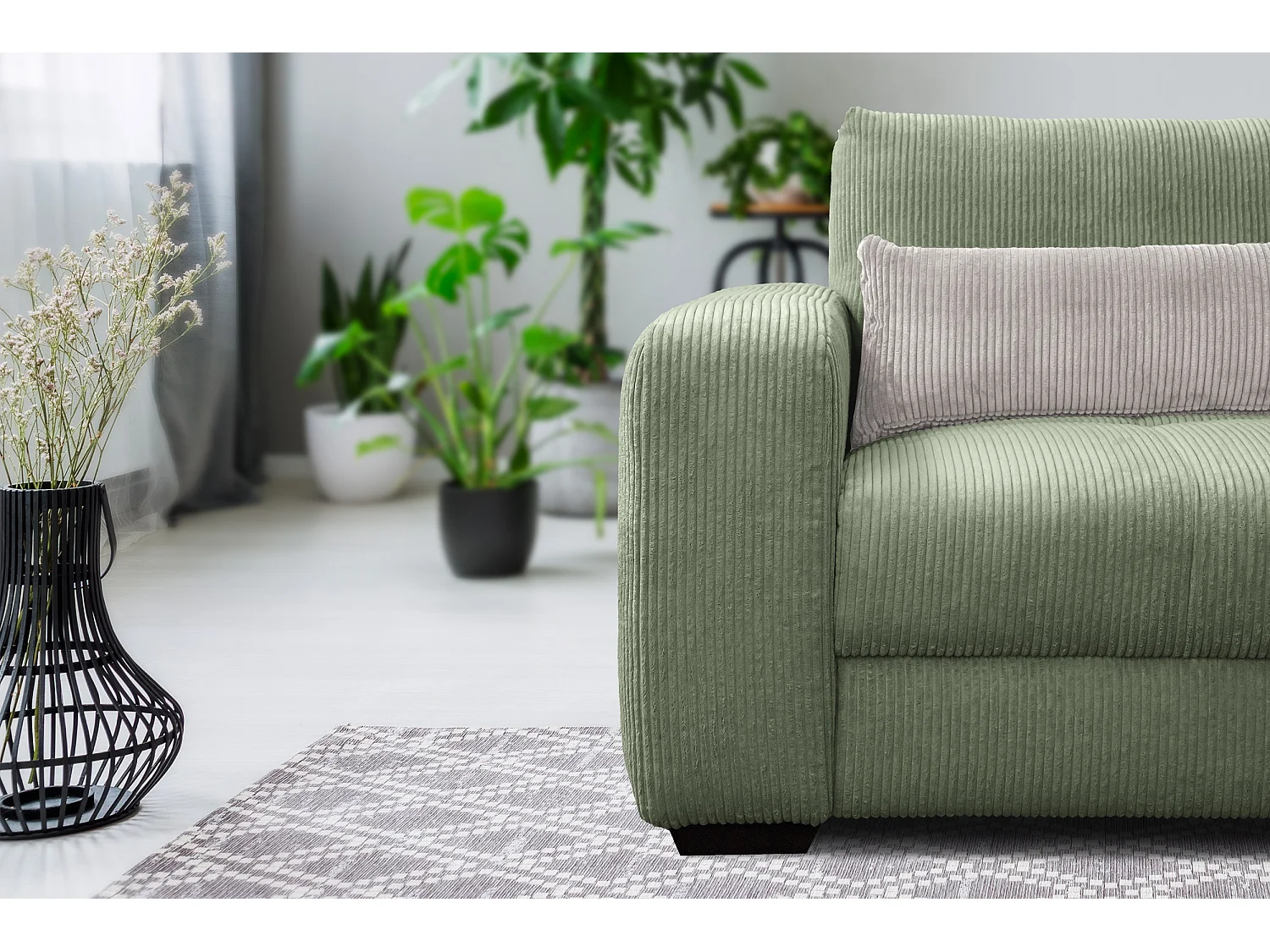 FAUTEUIL OLI en velours côtelé olive