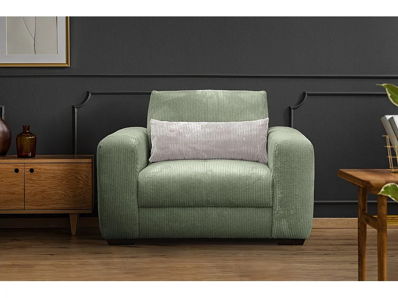 FAUTEUIL OLI en velours côtelé olive