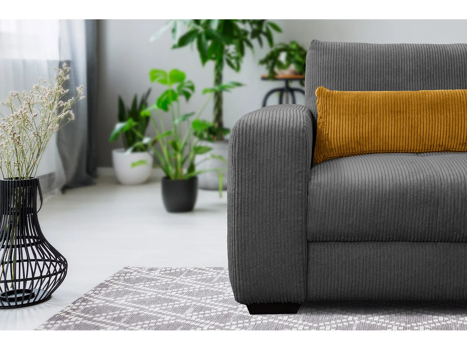 FAUTEUIL OLI en velours côtelé taupe