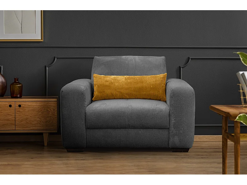 FAUTEUIL OLI en velours côtelé taupe