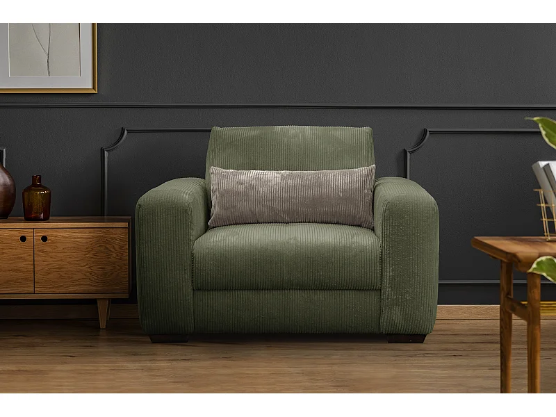 FAUTEUIL OLI en velours côtelé jaune foncé