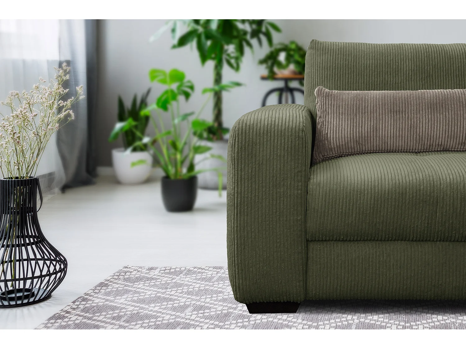 FAUTEUIL OLI en velours côtelé jaune foncé