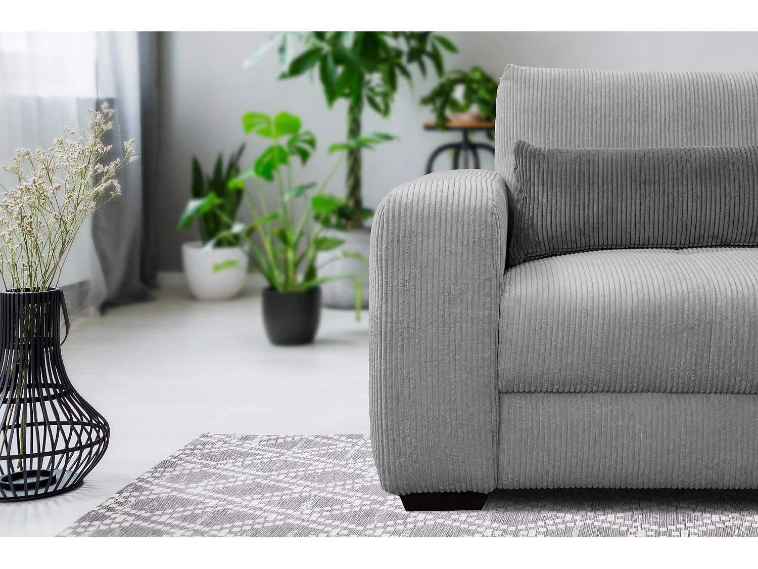 FAUTEUIL OLI en velours côtelé sauge