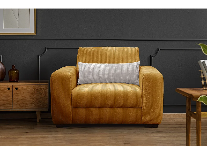 FAUTEUIL OLI en velours côtelé orange