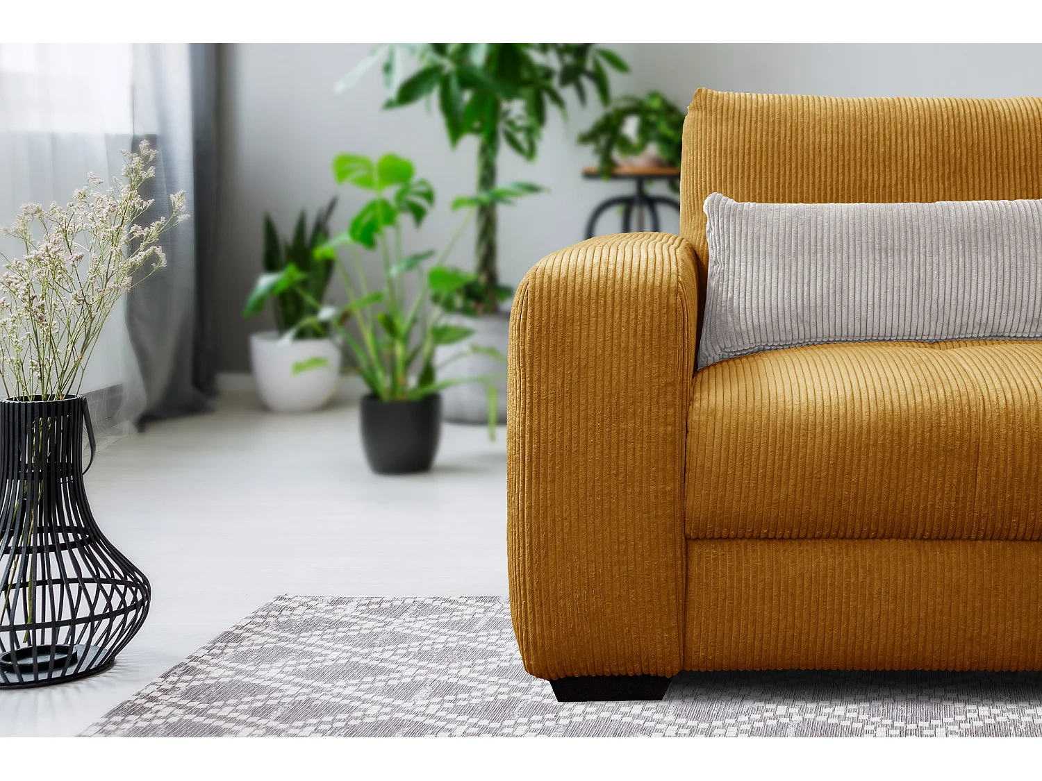 FAUTEUIL OLI en velours côtelé orange